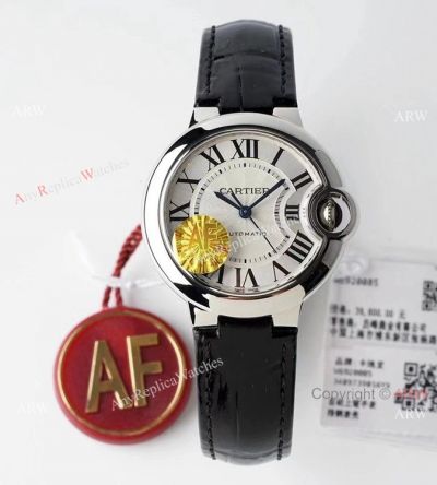 (AF Factory) Swiss Grade One Cartier Ballon Bleu NH05 Replica Watch 33mm Black Leather Strap